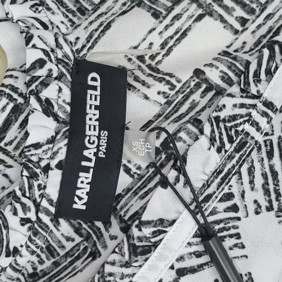 NWT Karl Lagerfeld tank blouse black & white XS - Picture 7 of 8